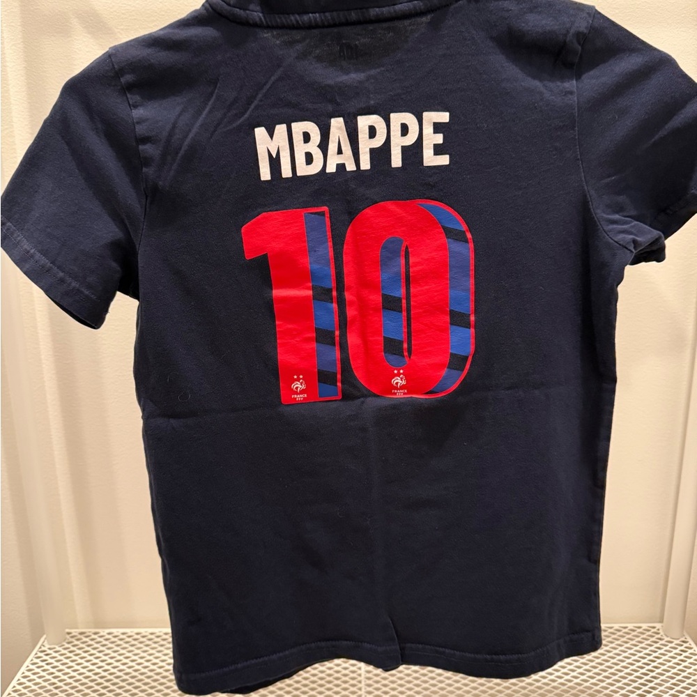 Kids Navy Blue Mbappe cotton Soccer Tee